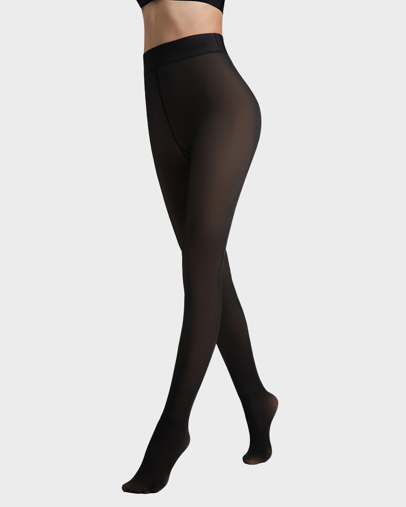 Cozy Translucent Fleece Lined Tights: Warm, Shaping, Skin-Tone Winter Hosiery