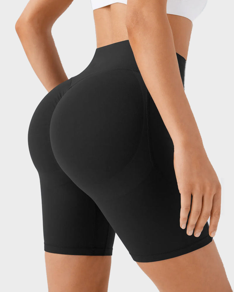 High-Waist Tummy Control Butt-Lifting Training Shorts with Pockets - 7 Inch Inseam