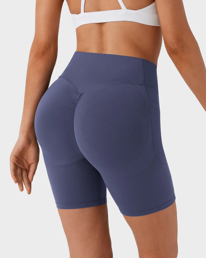 High-Waist Tummy Control Butt-Lifting Training Shorts with Pockets - 7 Inch Inseam