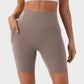 High-Waist Tummy Control Butt-Lifting Training Shorts with Pockets - 7 Inch Inseam