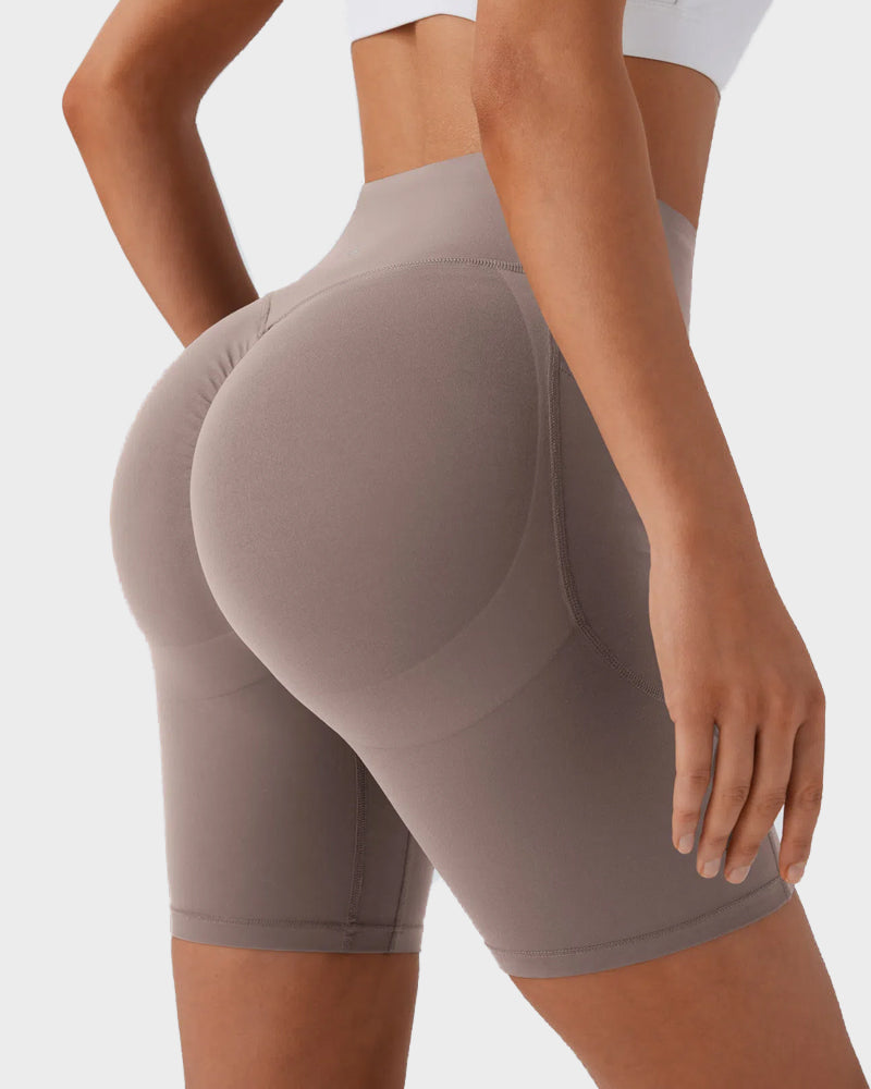 High-Waist Tummy Control Butt-Lifting Training Shorts with Pockets - 7 Inch Inseam