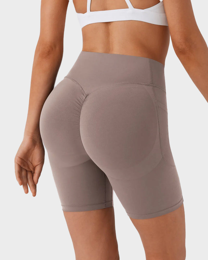 High-Waist Tummy Control Butt-Lifting Training Shorts with Pockets - 7 Inch Inseam
