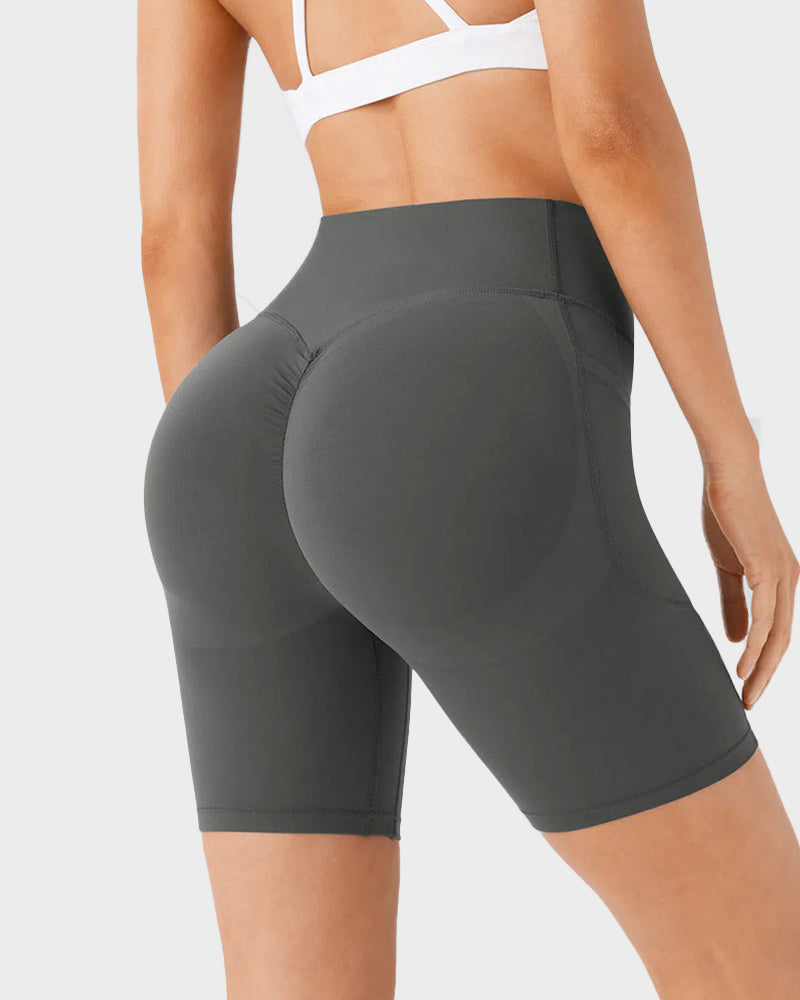 High-Waist Tummy Control Butt-Lifting Training Shorts with Pockets - 7 Inch Inseam