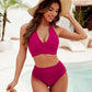 Women's Modest Tummy Control High Waisted Halter Bikini Swimsuit Set