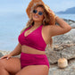 Women's Modest Tummy Control High Waisted Halter Bikini Swimsuit Set