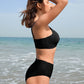 Chic Twisted Front Color-Block High Waist Bikini Set for Women