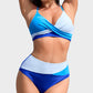 Chic Twisted Front Color-Block High Waist Bikini Set for Women