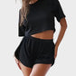Soft Cotton Striped Pajama Set: Relaxing T-Shirt & Side-Split Shorts