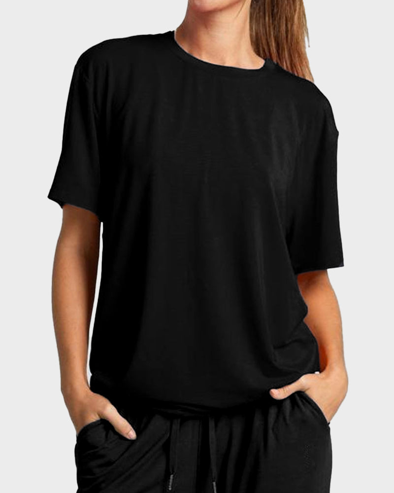 Women's Ultra-Soft Oversized Lounge Tee & Shorts Set with Pockets for Ultimate Comfort