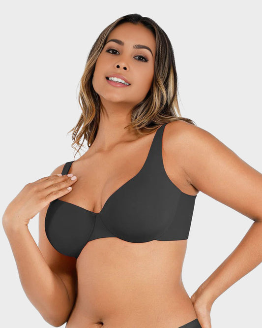 Comfortable Underwire Deep V-Neck Bra with Adjustable Straps for Support
