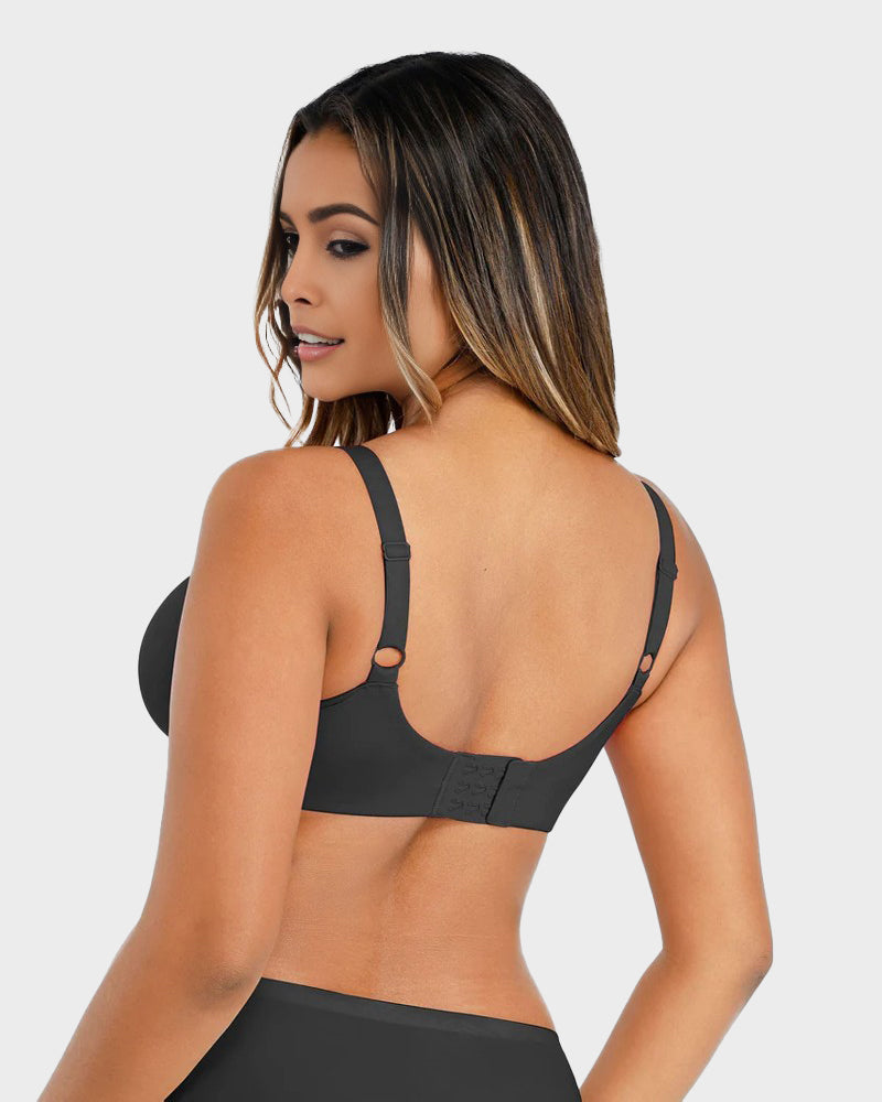 Comfortable Underwire Deep V-Neck Bra with Adjustable Straps for Support