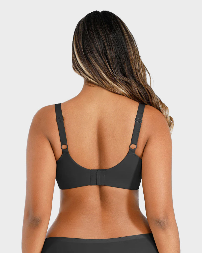 Comfortable Underwire Deep V-Neck Bra with Adjustable Straps for Support