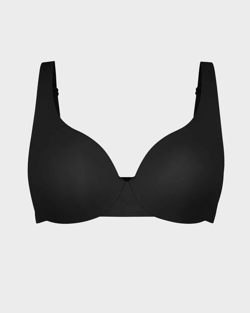 Comfortable Underwire Deep V-Neck Bra with Adjustable Straps for Support