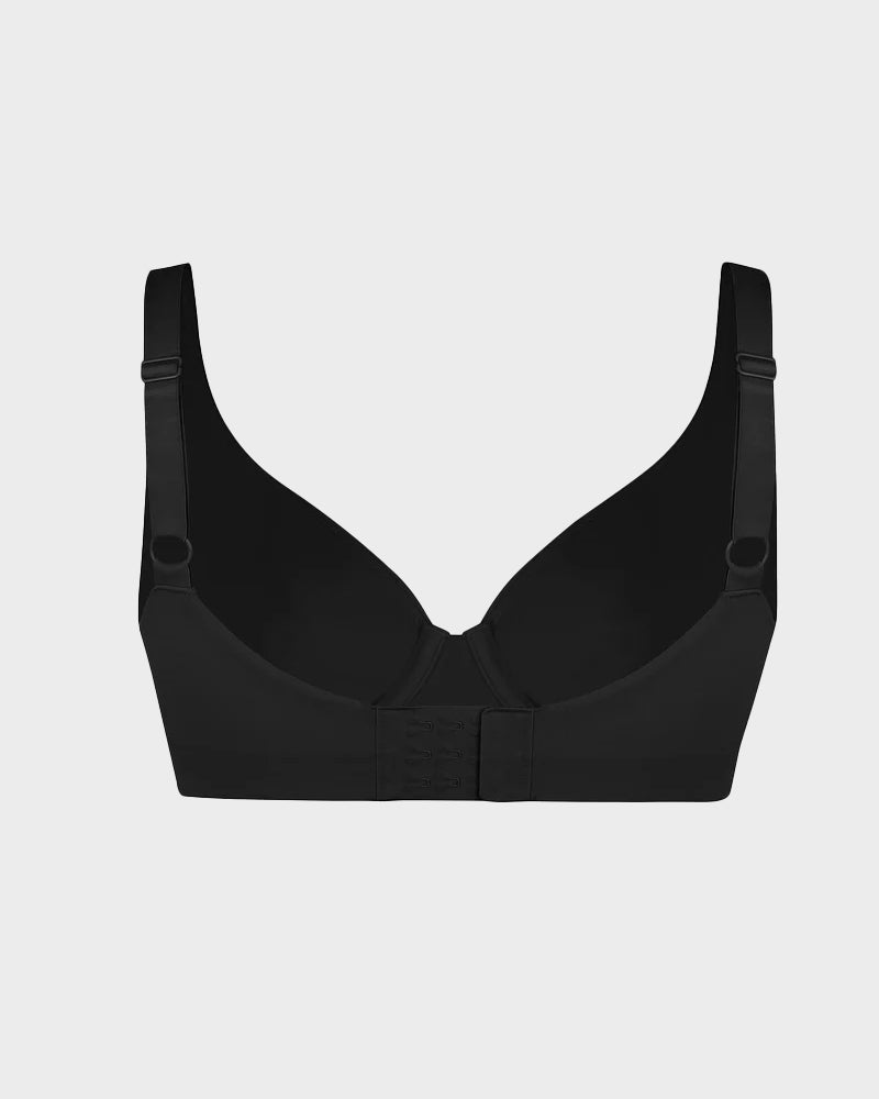 Comfortable Underwire Deep V-Neck Bra with Adjustable Straps for Support