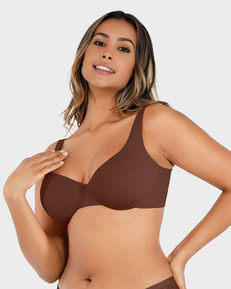 Comfortable Underwire Deep V-Neck Bra with Adjustable Straps for Support