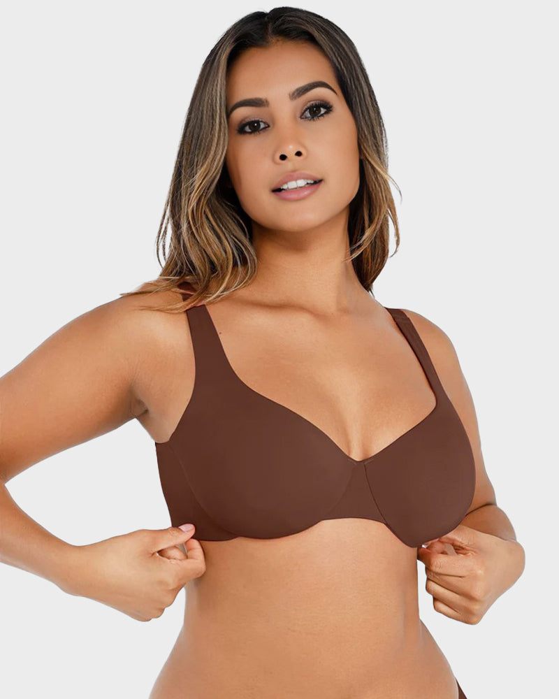Comfortable Underwire Deep V-Neck Bra with Adjustable Straps for Support