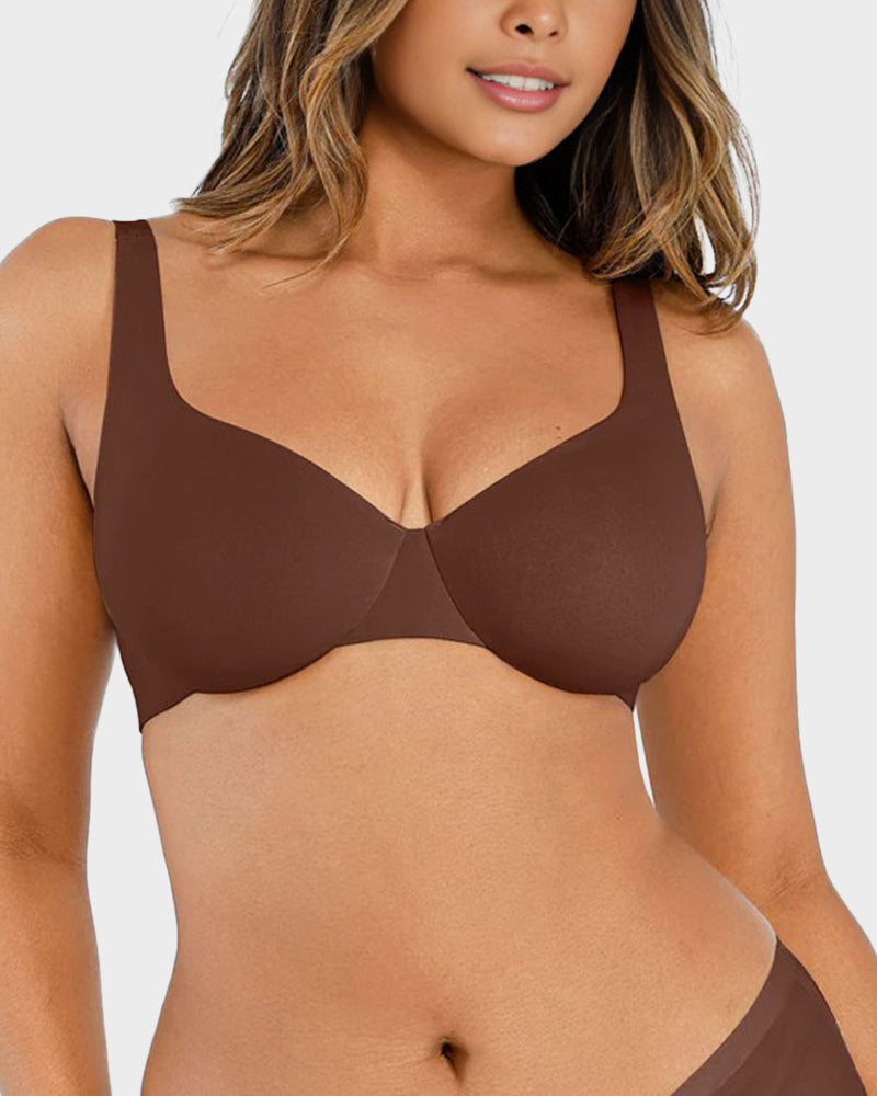 Comfortable Underwire Deep V-Neck Bra with Adjustable Straps for Support