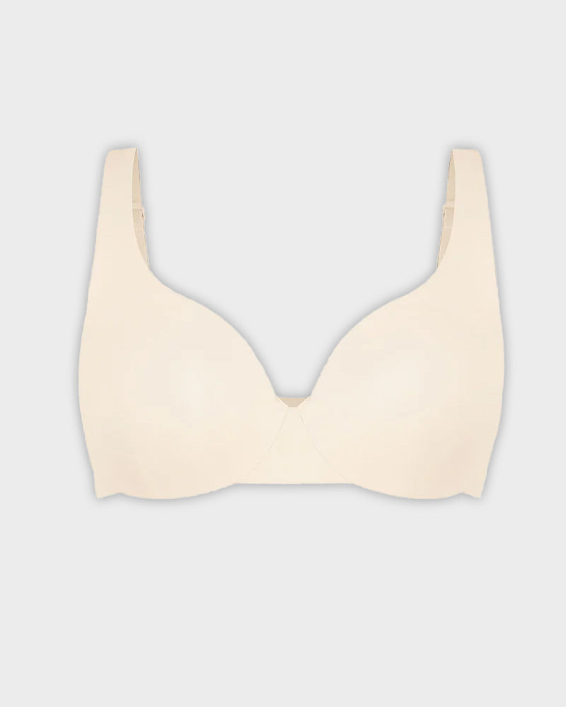Comfortable Underwire Deep V-Neck Bra with Adjustable Straps for Support