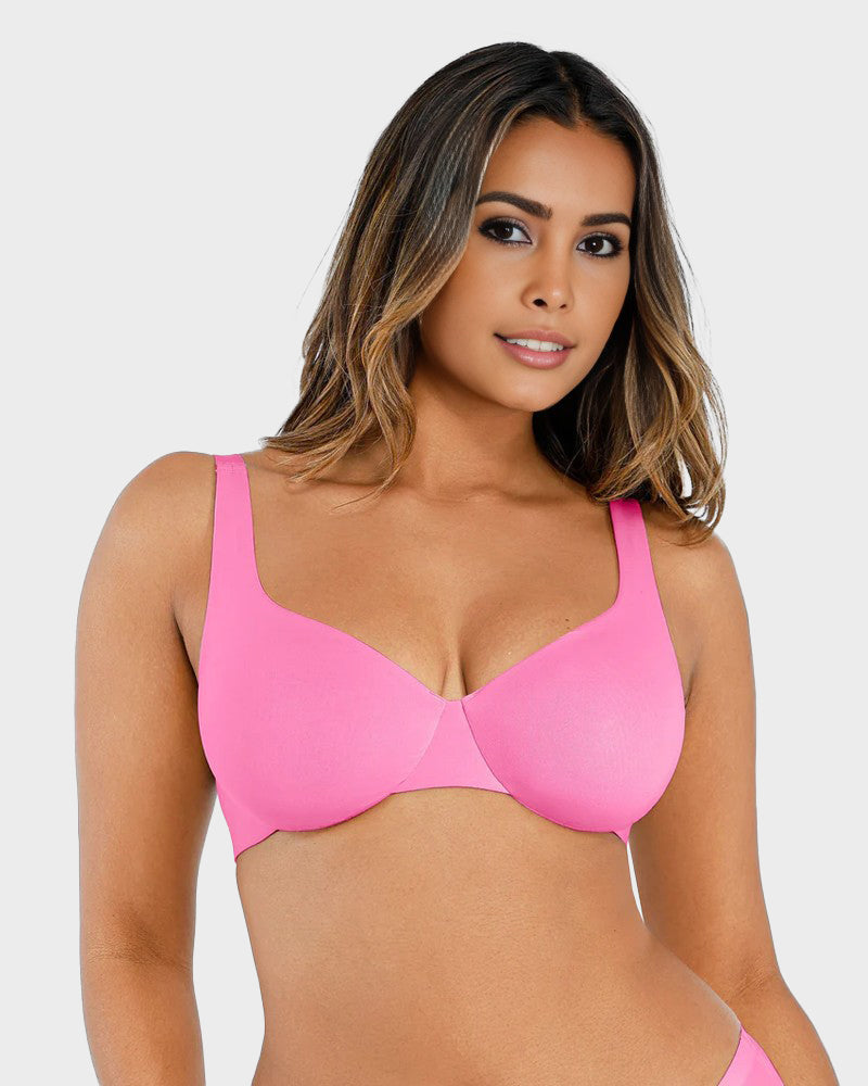 Comfortable Underwire Deep V-Neck Bra with Adjustable Straps for Support