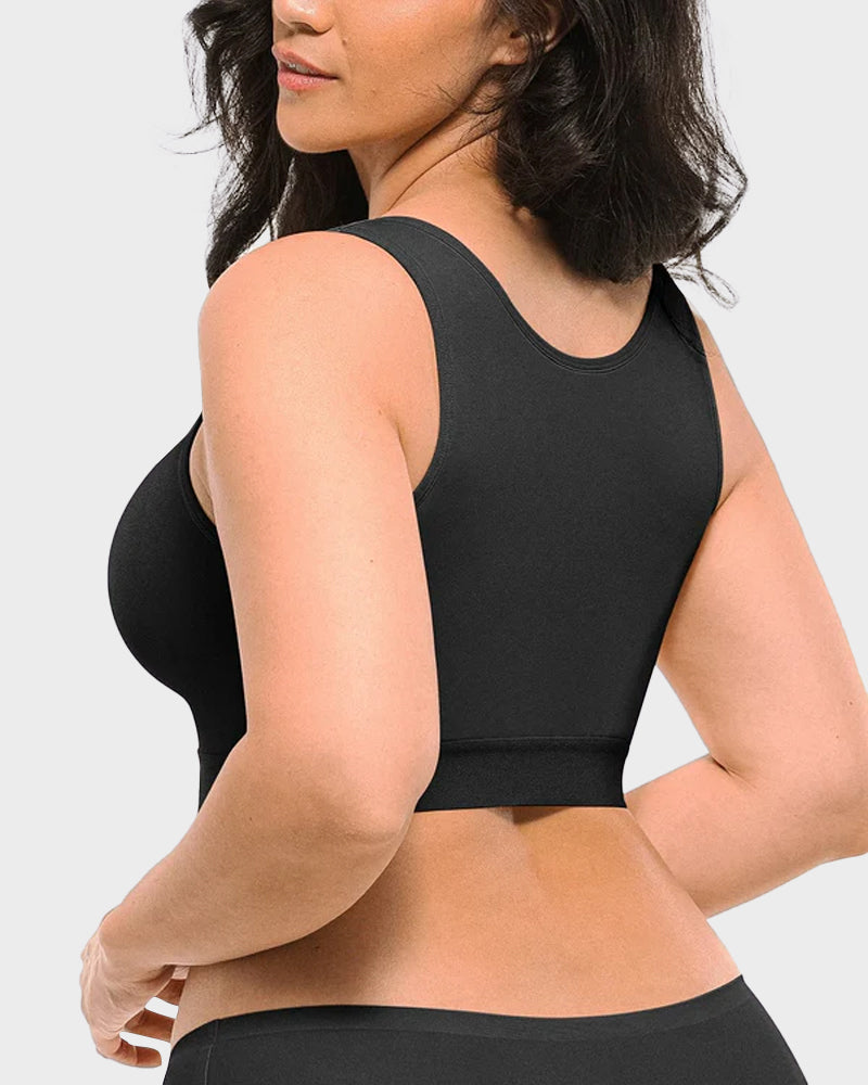 Comfortable Unlined Front-Close Wireless Back Support Bra for Everyday Wear