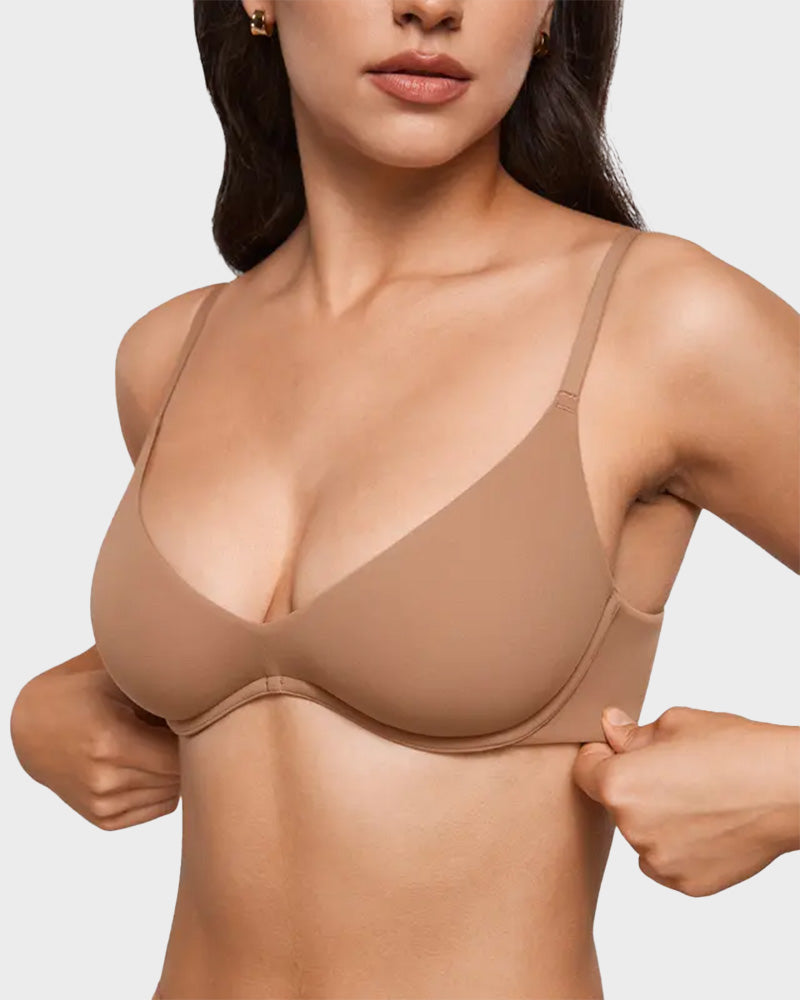 Comfortable Unlined Plunge Balconette Bra with Underwire for Everyday Support