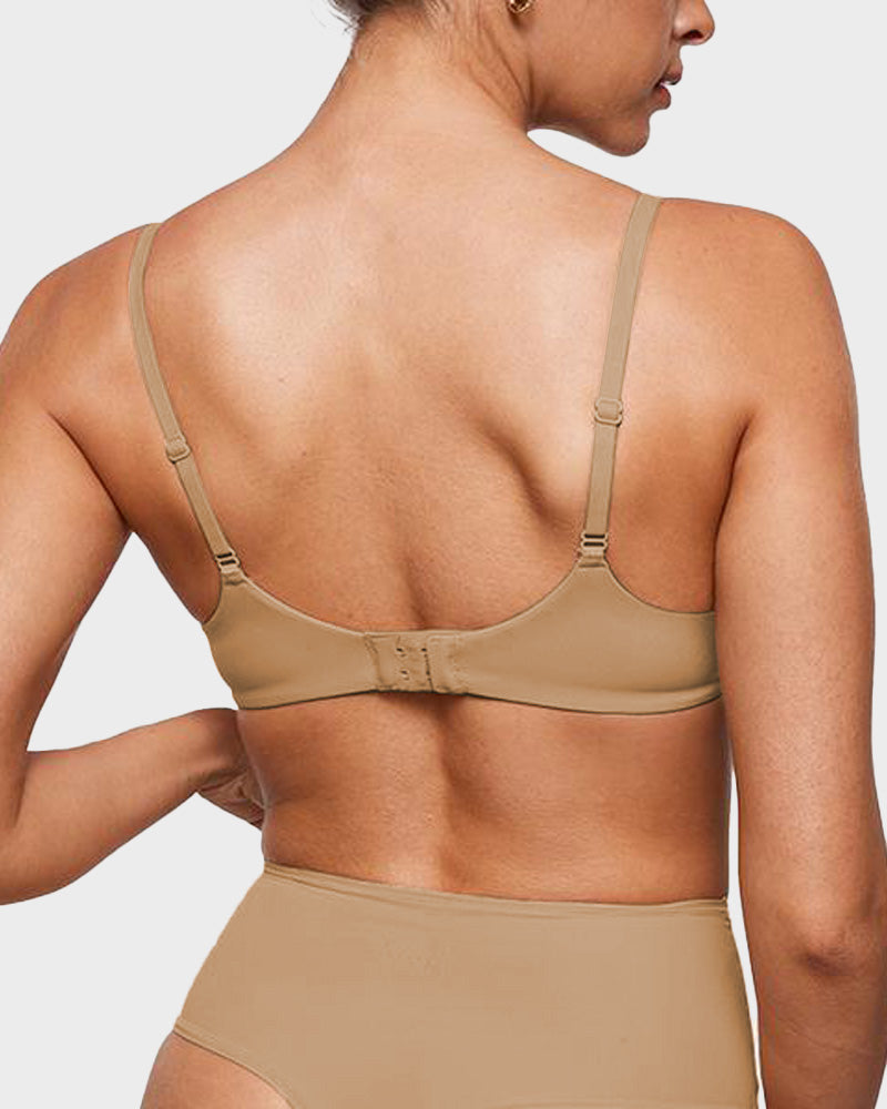 Comfortable Unlined Plunge Balconette Bra with Underwire for Everyday Support
