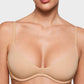 Comfortable Unlined Plunge Balconette Bra with Underwire for Everyday Support