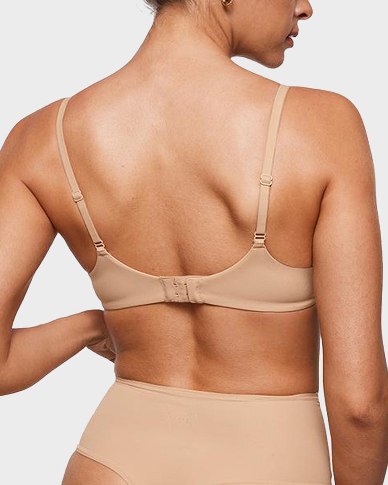 Comfortable Unlined Plunge Balconette Bra with Underwire for Everyday Support
