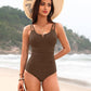 Flattering V-Wire Ruched Tummy Control One-Piece Swimsuit: Sculpting, Supportive, Stylish