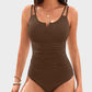 V-Wire Ruched Tummy Control One-Piece Swimsuit