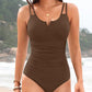 Flattering V-Wire Ruched Tummy Control One-Piece Swimsuit: Sculpting, Supportive, Stylish