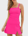 Elegant Vintage Square Neck Tankini Swimsuit with Flattering Skirted Two-Piece Design