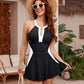 SheCurve Women's Visual-Slimming Color-Block Skirted One-Piece Swimsuit