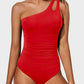 One Shoulder Ruched One Piece Swimsuit