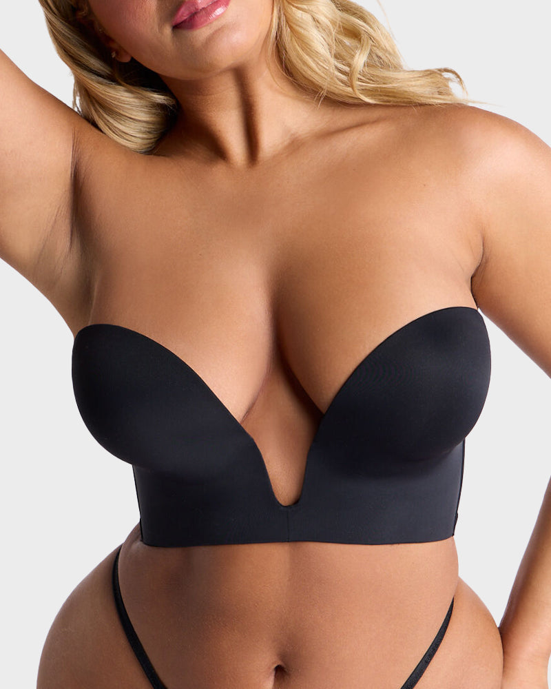 Comfortable Wire-Free U-Plunge Strapless Bra with Multiway Convertible Straps