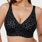 Comfortable Wireless Leopard V-Neck Contour Bra for Stylish Everyday Support