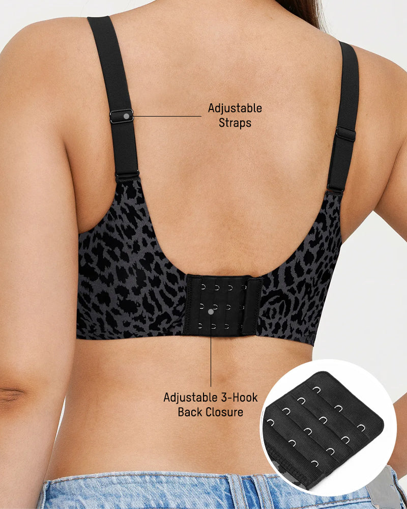 Comfortable Wireless Leopard V-Neck Contour Bra for Stylish Everyday Support
