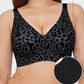 Comfortable Wireless Leopard V-Neck Contour Bra for Stylish Everyday Support