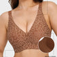 Comfortable Wireless Leopard V-Neck Contour Bra for Stylish Everyday Support