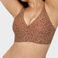 Comfortable Wireless Leopard V-Neck Contour Bra for Stylish Everyday Support