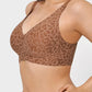 Comfortable Wireless Leopard V-Neck Contour Bra for Stylish Everyday Support
