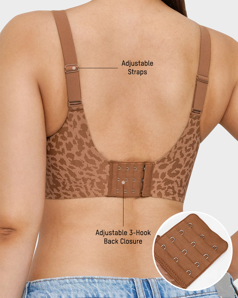 Comfortable Wireless Leopard V-Neck Contour Bra for Stylish Everyday Support