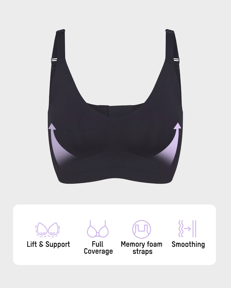 Ultra-Comfort Wireless V-Neck Smoothing Bra with Back & Side Support