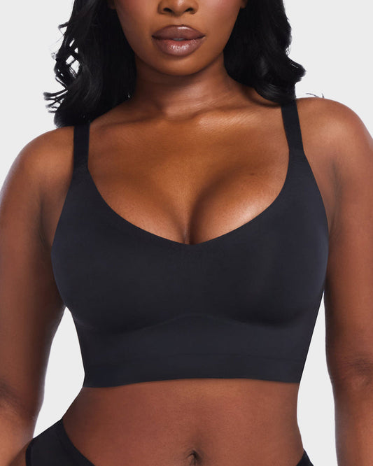 Ultra-Comfort Wireless V-Neck Smoothing Bra with Back & Side Support