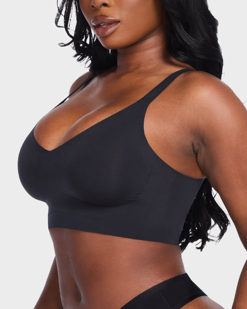 Ultra-Comfort Wireless V-Neck Smoothing Bra with Back & Side Support
