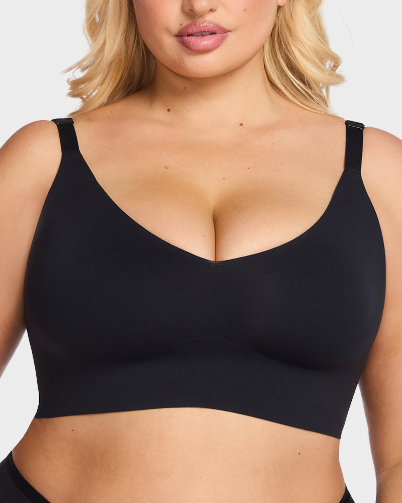 Ultra-Comfort Wireless V-Neck Smoothing Bra with Back & Side Support