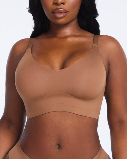 Ultra-Comfort Wireless V-Neck Smoothing Bra with Back & Side Support
