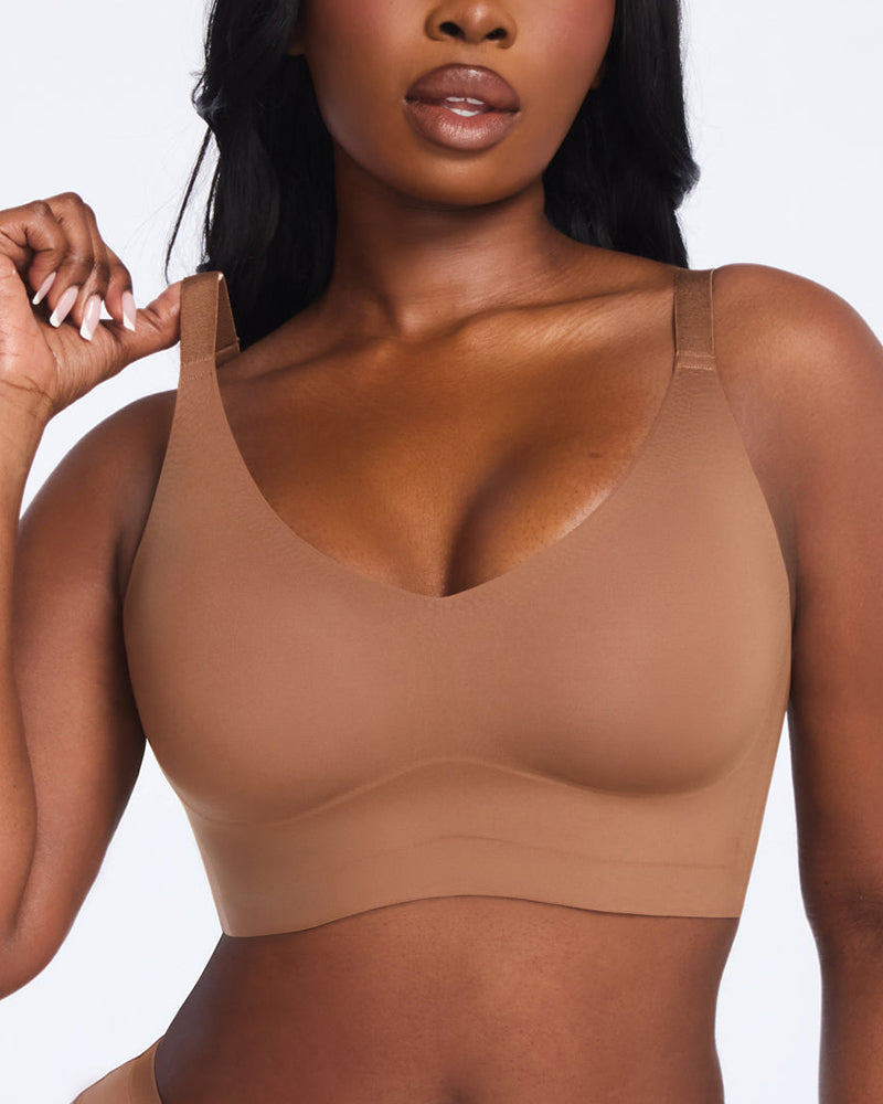Ultra-Comfort Wireless V-Neck Smoothing Bra with Back & Side Support
