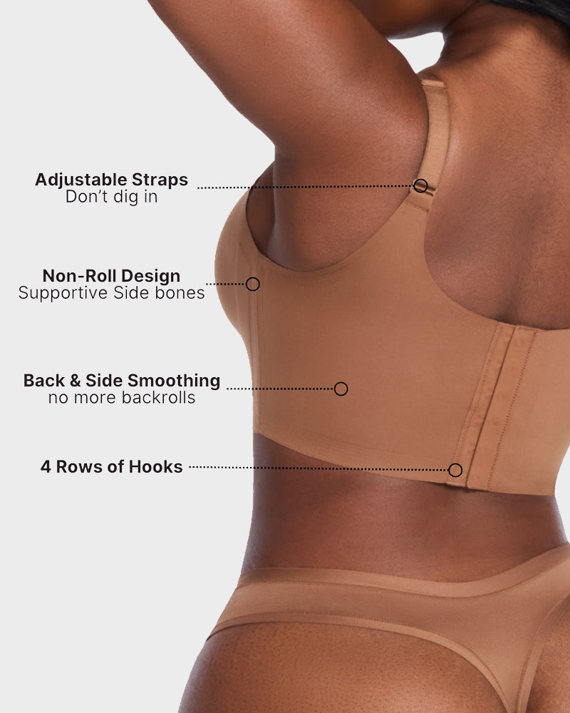 Ultra-Comfort Wireless V-Neck Smoothing Bra with Back & Side Support