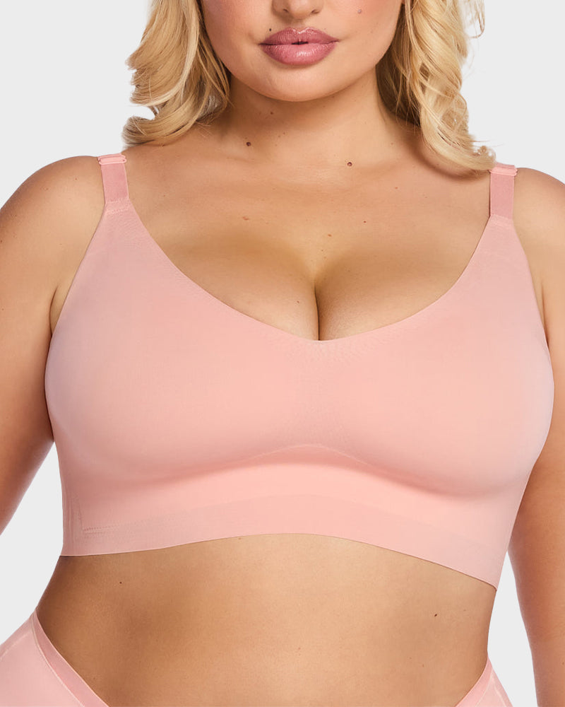 Ultra-Comfort Wireless V-Neck Smoothing Bra with Back & Side Support